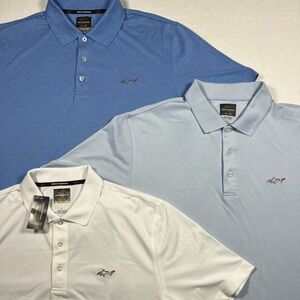 NWT Greg Norman Golf Polos Lot Of 3 Mens Size L NWT White, Blue & Light Blue